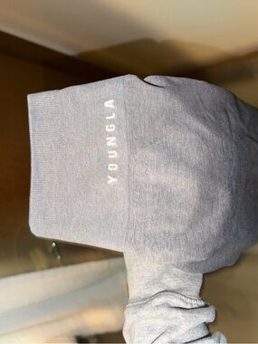 YoungLA Light Gray leggings with White Logo